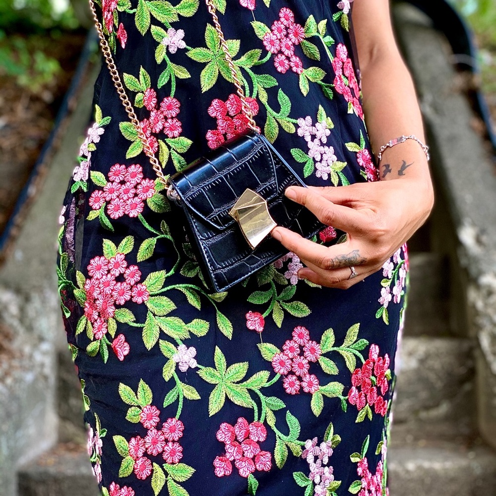 Small Faux black Croc bag